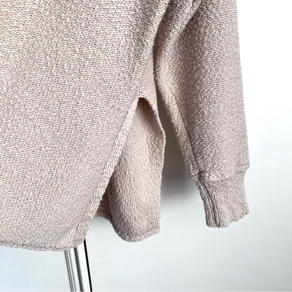 Aerie Long Sleeve Knit Sweater in Oatmeal Raw Seam Split Hem Size Large - Picture 4 of 8